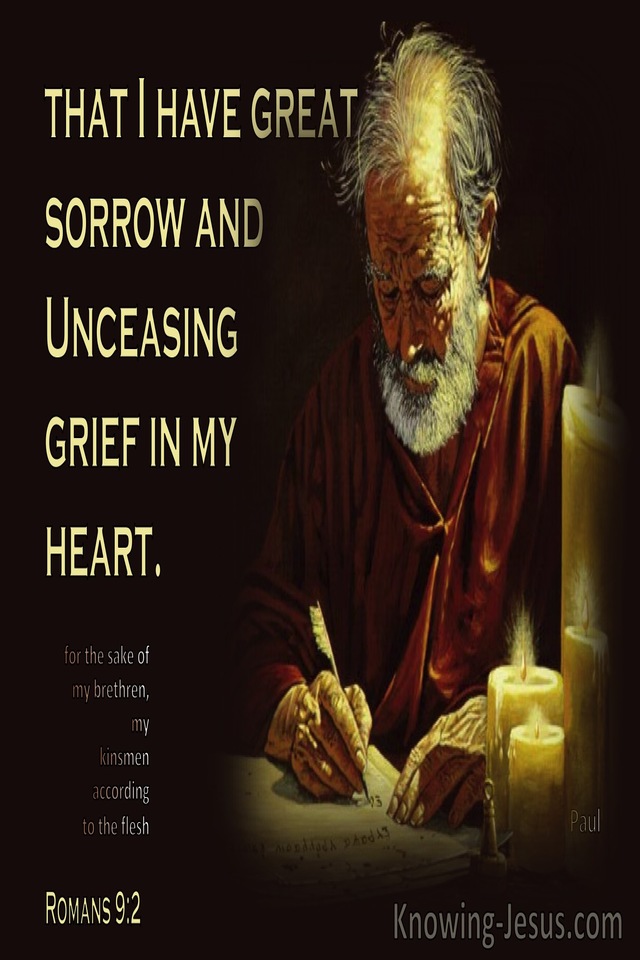 Romans 9:2  Paul Had Great Sorrow And Grief In His Heart (beige)